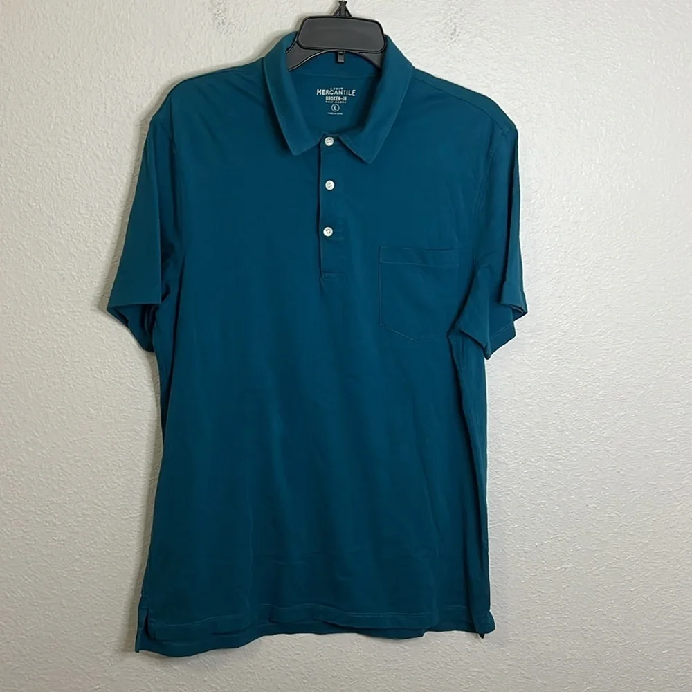 JCrew Mercantile Broken In Polo Blue Size Large